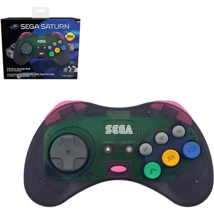 Manette sans fil - Sega - Saturn - 8 boutons - 2.4Ghz - Dongle USB inclus-1