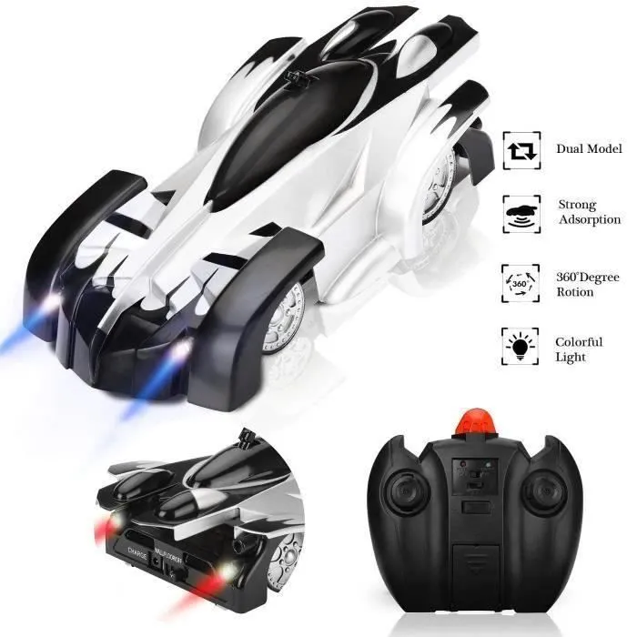 GENOSSEN Voiture Télécommandée Escalade Mur Rechargeable USB Véhicule Radiocommandé Jouet, Super Cadeaux Enfants-0