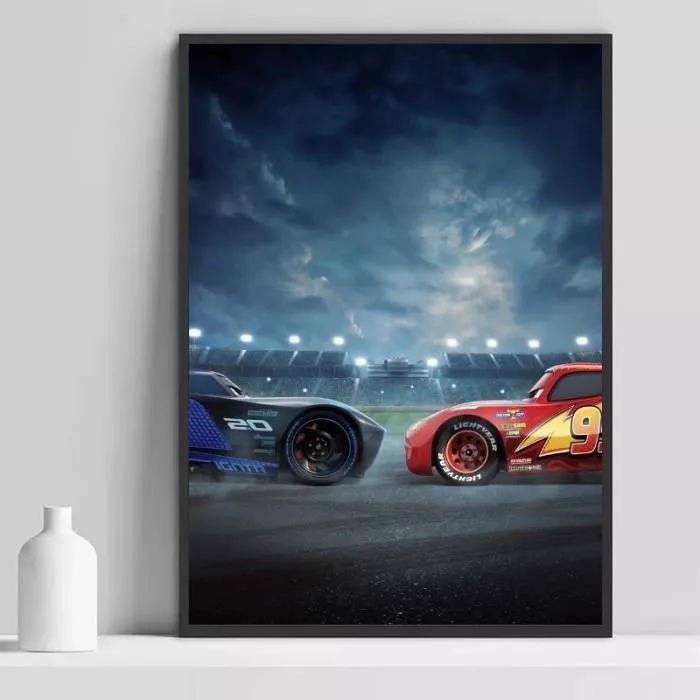 Toile Cars Flash 50x70cm - Chambre Bébé Garcon Fille - Affiche Décorative Poster Décoration Maison- Flash McQueen-0