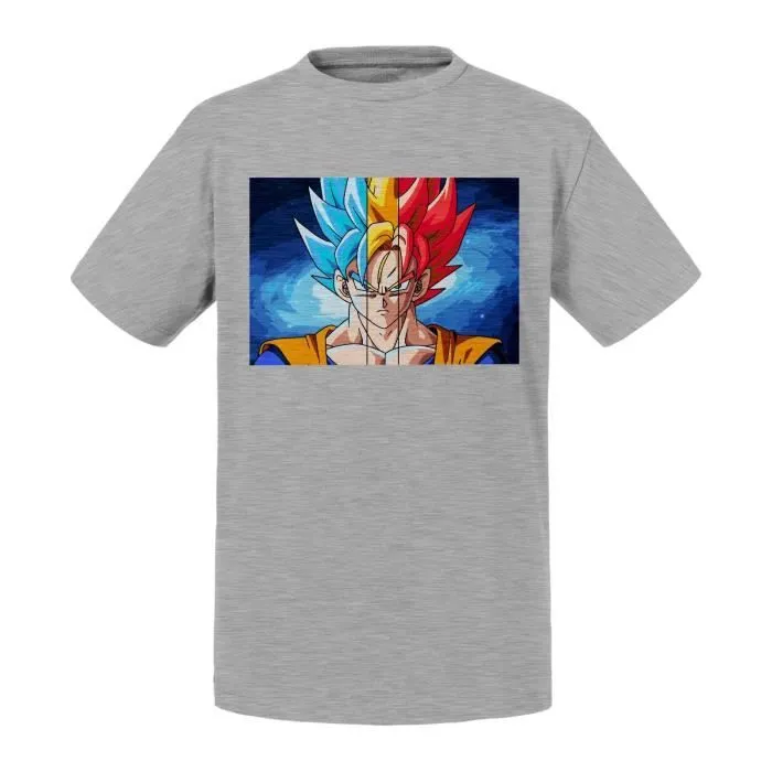 T-shirt Enfant Gris Dragon Ball Z Son Goku Portrait Manga-0