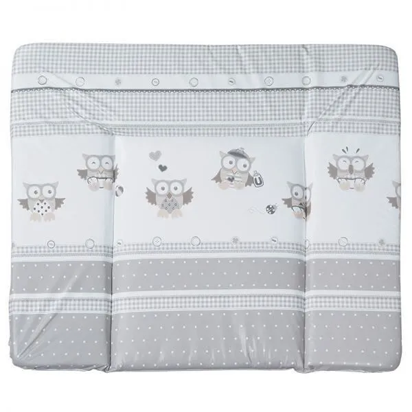 Matelas à Langer Souple ROBA - Baby Owl Gris - 85x75 cm - Sécurité Bords Surélevés-0