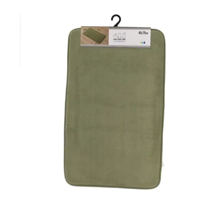 TENDANCE - Tapis de salle de bain Vert Kaki en Microfibre 45 x 75 cm-0