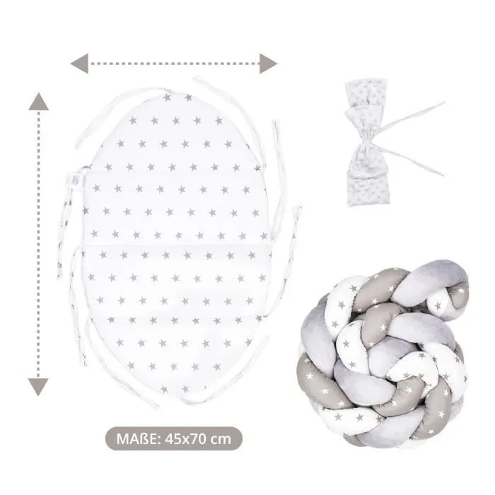 Tapis D'eveil d'enfant nouveau-né nid bébé - Coussin de sol, tresse ensemble pliable nid bébé double face lit bébé 75X45 cm Étoiles-2