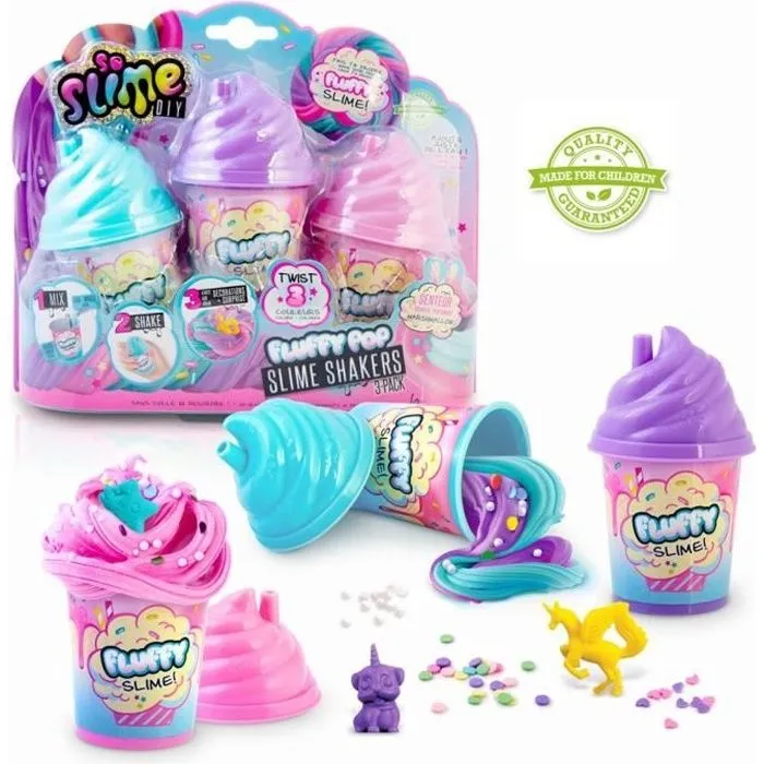 SO DIY So Slime Fluffy - Lot de 3 Slime Shakers Fluffy parfumés - Découvre une nouvelle texture de slime ! - SSC 101 - 6 ans et +-0