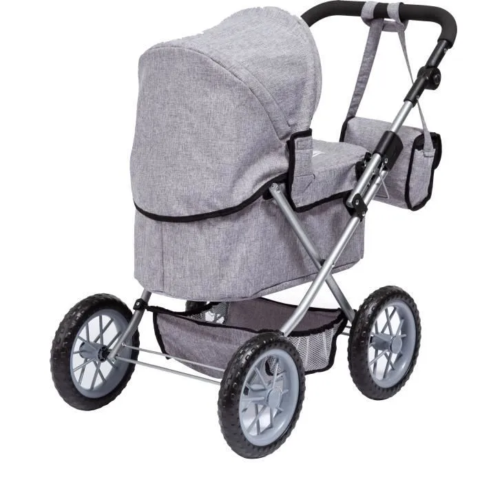 Landau pour poupée BAYER Trendy - Gris - Guidon réglable - Pliable - Pour poupées jusqu'à 46cm-2