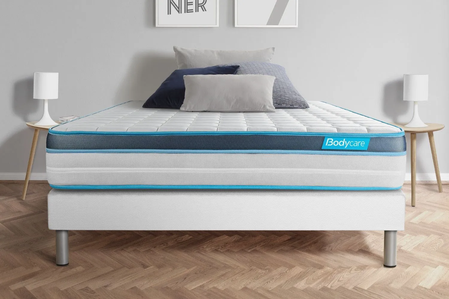 Ensemble sommier matelas 140x190 BodyFit Mémoire de forme - Ferme - Coutil micro perforé ultra-respirable-0