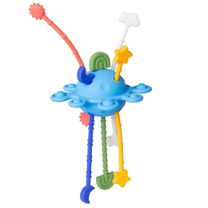 Jouet sensoriel - LITTLE L - Planète multicolore - Silicone - 5 cordons texturés - Sécurisé pour bébé-1