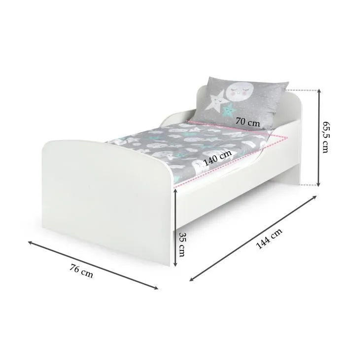 Moderne Lit d'Enfant Toddler motif Famille de Chats avec Matelas-1