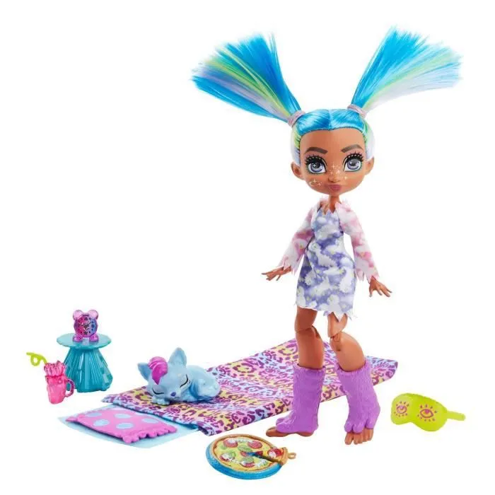 Coffret Pyjama Party Sauvage CAVE CLUB - Mini-poupée Tella articulée en 11 points avec accessoires - Dès 4 ans-0
