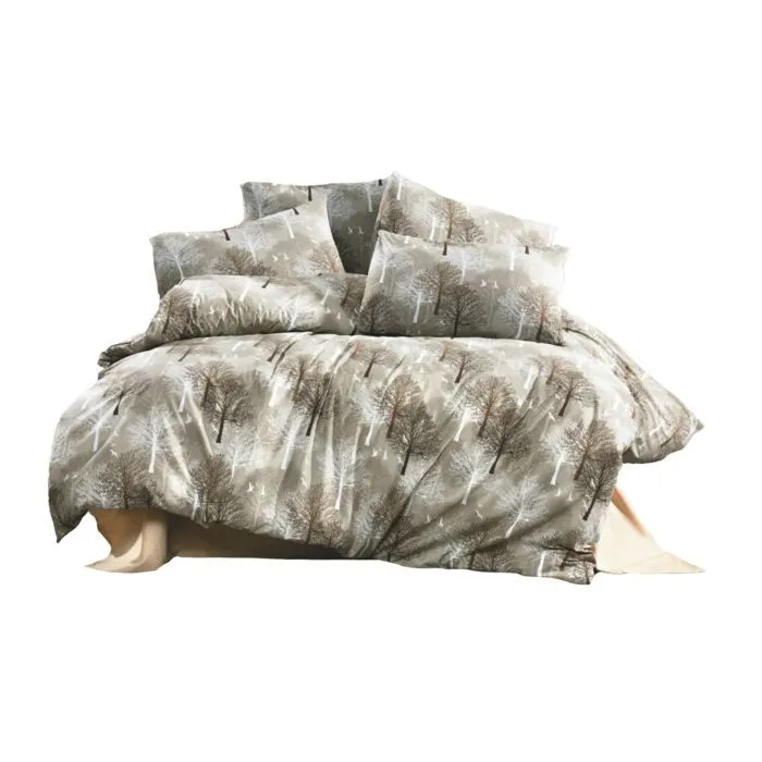 Parure de lit - TREE - Beige - 220x240 cm - 80% Coton - 2 Taies d'oreillers-0