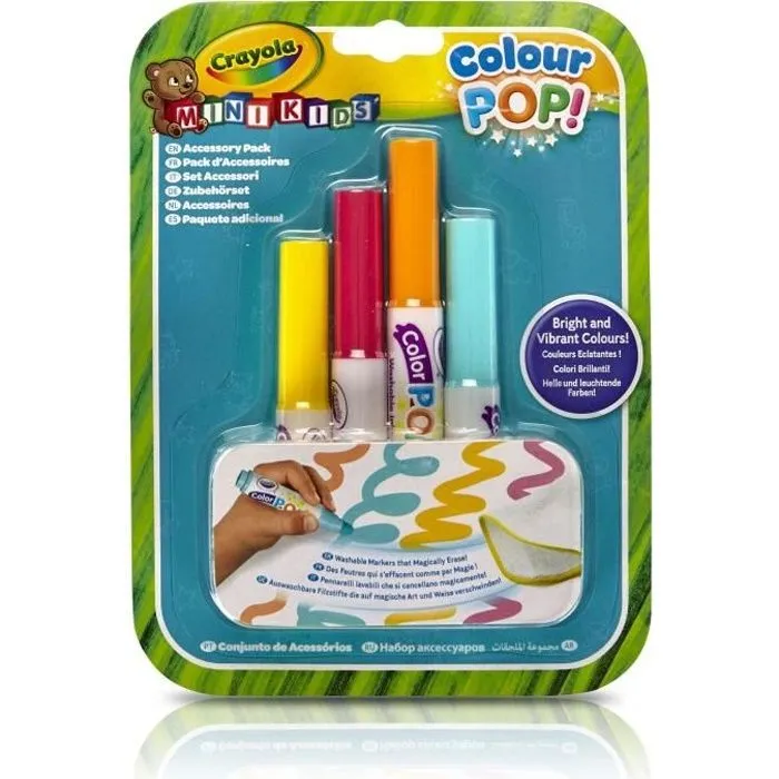 Feutres CRAYOLA Colour Pop - Recharge x4 pour enfants dès 36 mois - Jaune, Rouge, Orange, Bleu-0