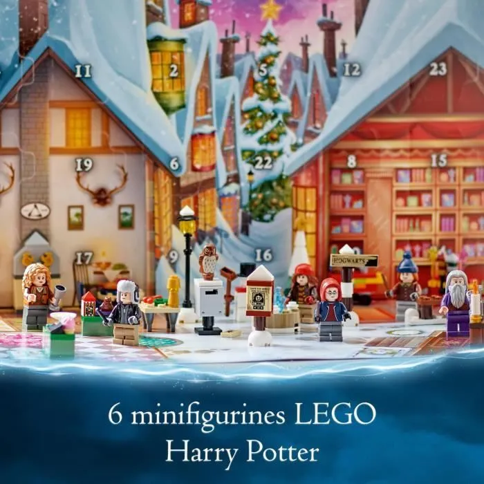 LEGO® Harry Potter 76418 Le Calendrier de l’Avent 2023, avec 24 Cadeaux dont 6 Minifigurines du Village de Pré-au-Lard, Cadeau Noël-2