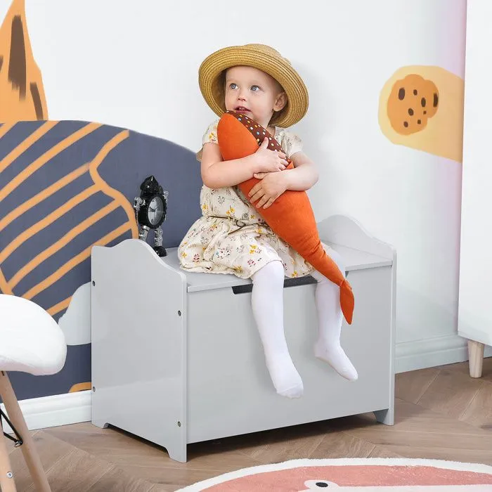 HOMCOM - Boîte de rangement pour enfants - MDF - 60x40x48cm - Gris-1