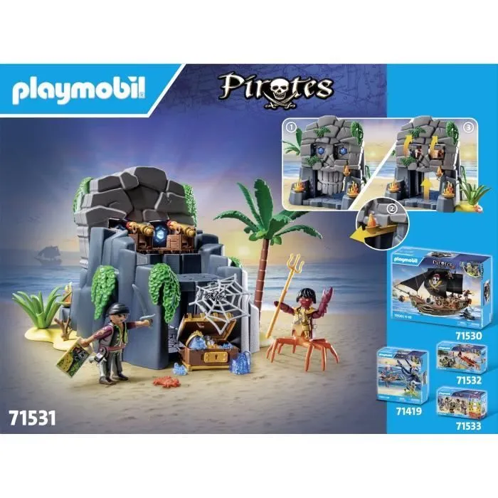 PLAYMOBIL 71531 Ile au trésor pirate et monstre marin - Les pirates-7