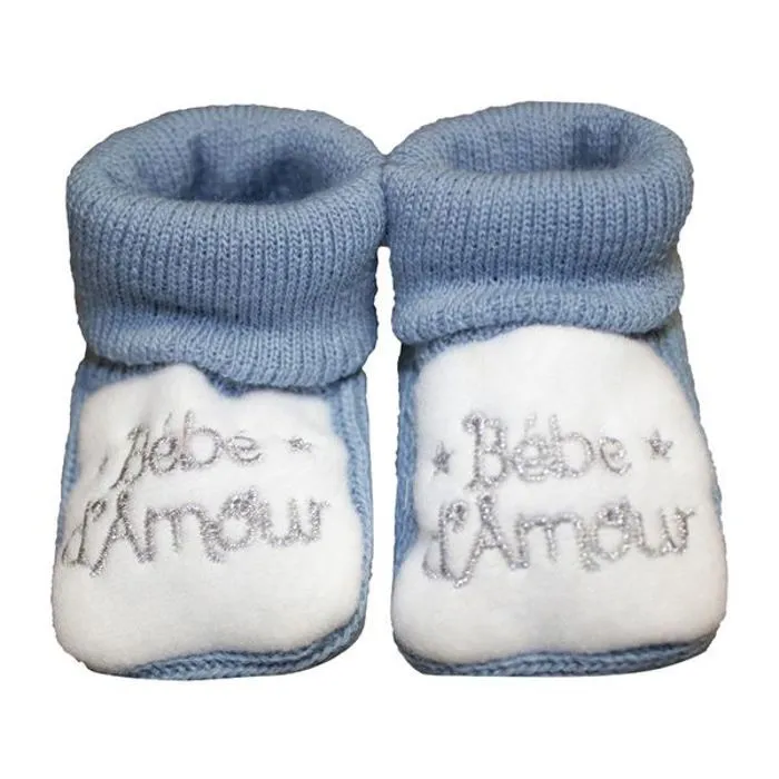 Chaussons "Bébé D'Amour" Sauge LES CHATOUNETS-0