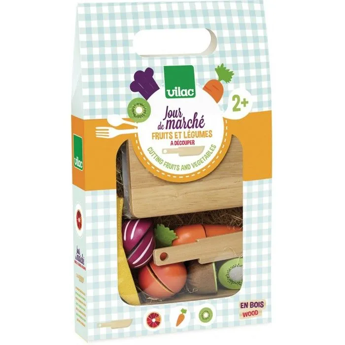 Vilac - Fruits et légumes à découper - Jour de Marché-3