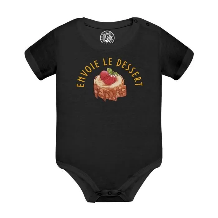 Body Bébé Manche Courte Noir Envoie Le Déssert Patisserie Dessin-0