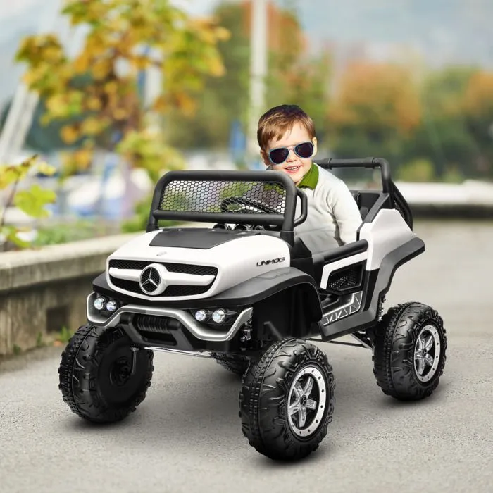Voiture électrique pour enfants - HOMCOM - Mercedes-Benz Unimog - avec télécommande, roues suspendues, klaxons, lumières, musique-1