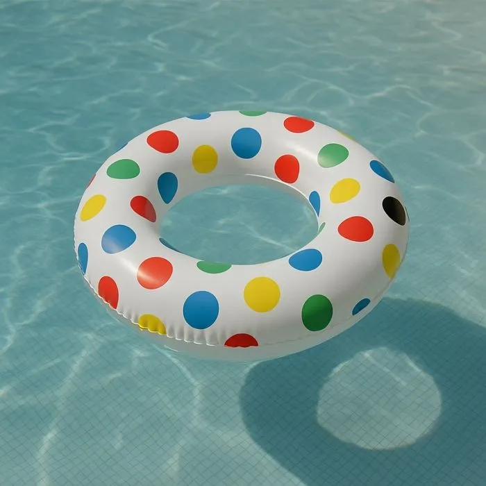 Bouée Gonflable Géante Ronde à Pois 91cm Mulitcolore pour Enfants et Adultes Piscine ou Plage-1