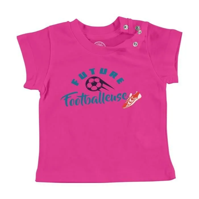 T-shirt Bébé Manche Courte Rose Future Footballeuse Sport Passion Foot-0