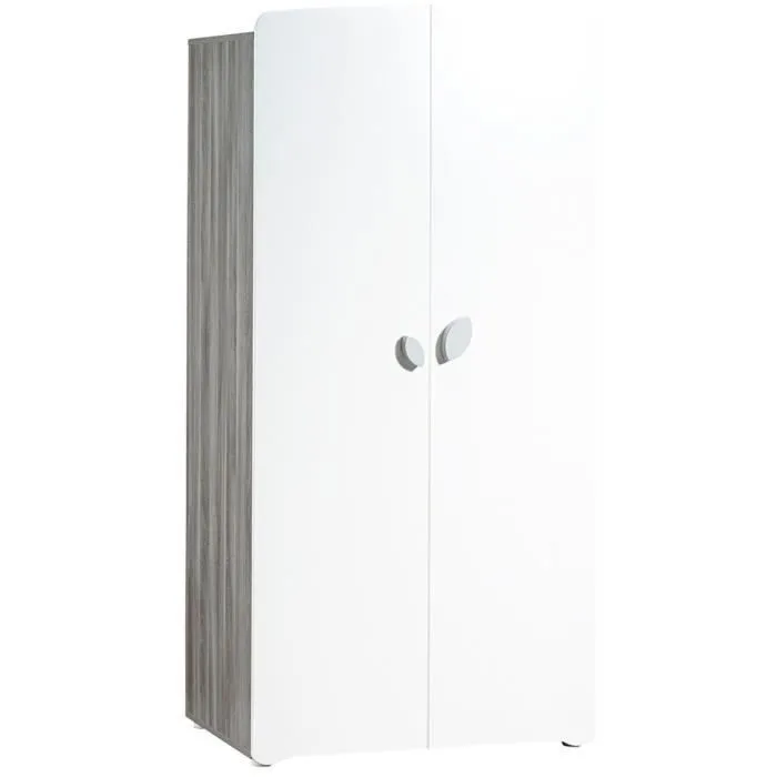 Chambre bébé trio Leaf: lit 120x60, commode à langer et armoire - Babyprice - Blanc-3