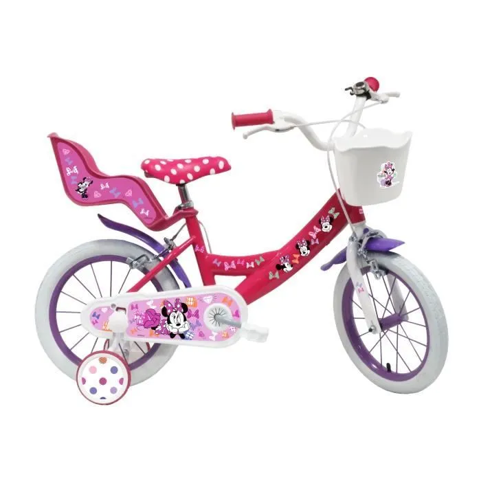 Vélo Enfant 14" - MINNIE MOUSE - Rose - 4 à 6 Ans - Roues de 14 pouces - Idéal pour Filles-0