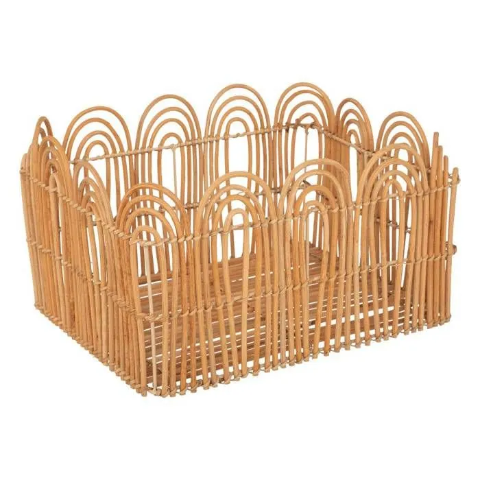Lot de 3 Caisses de rangement Cagette en Fer et Rotin Marron Caramel - Atmosphera-1