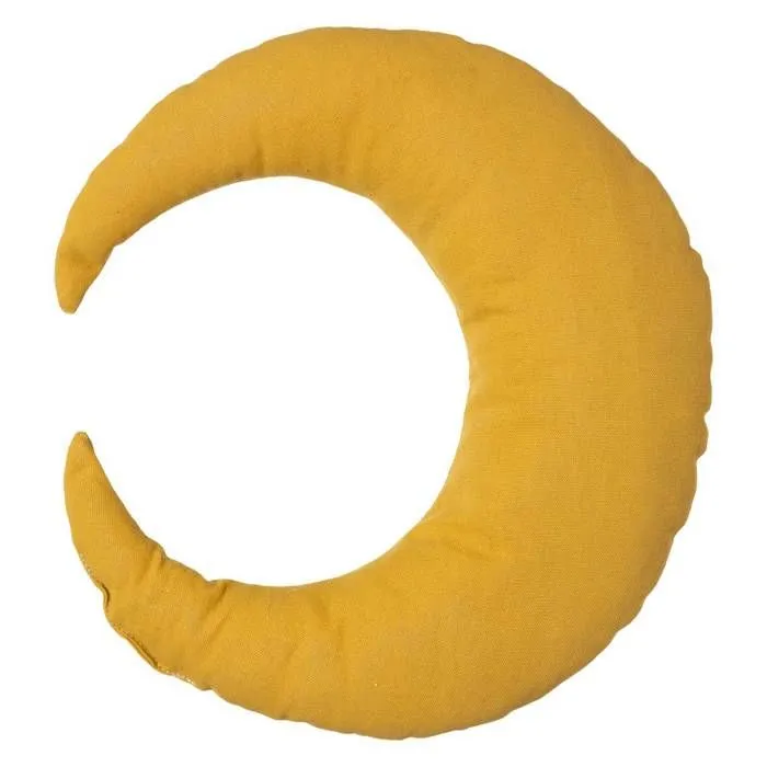 Coussin enfant "Berlingot" lune - coton - jaune ocre - 32x28 cm - Ocre - Atmosphera createur d'interieur-1