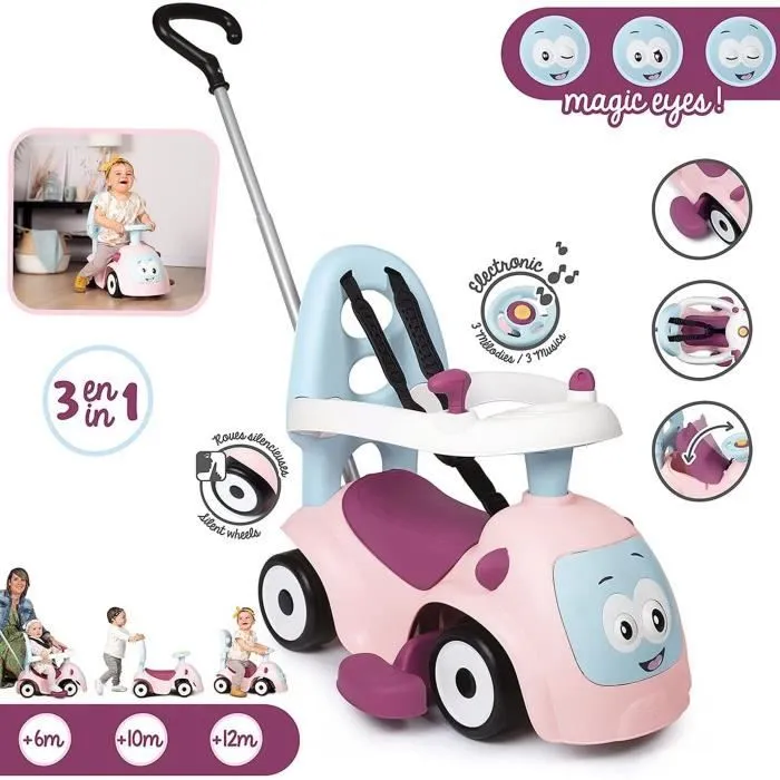 Smoby - Porteur Maestro Balade Rose - Pour Enfant Dès 6 Mois - Evolutif - Roues Silencieuses - Klaxon-1