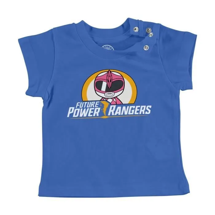 T-shirt Bébé Manche Courte Bleu Future Power Rangers Rose Héros Film-0