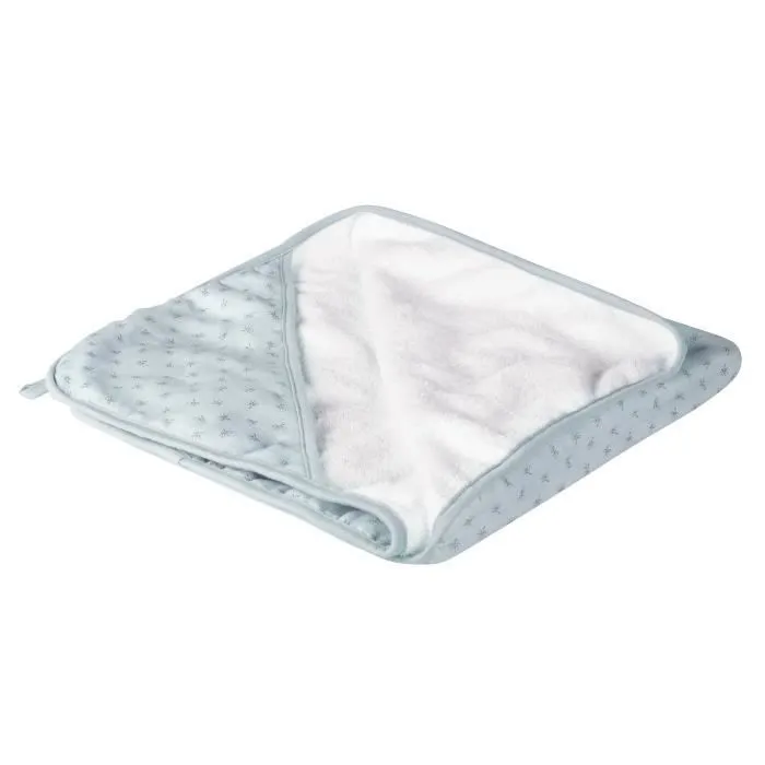 ROBA Cape de Bain Bébé Bio "Lil Planet" 80x80 cm - Coton et Mousseline - Bleu clair-1