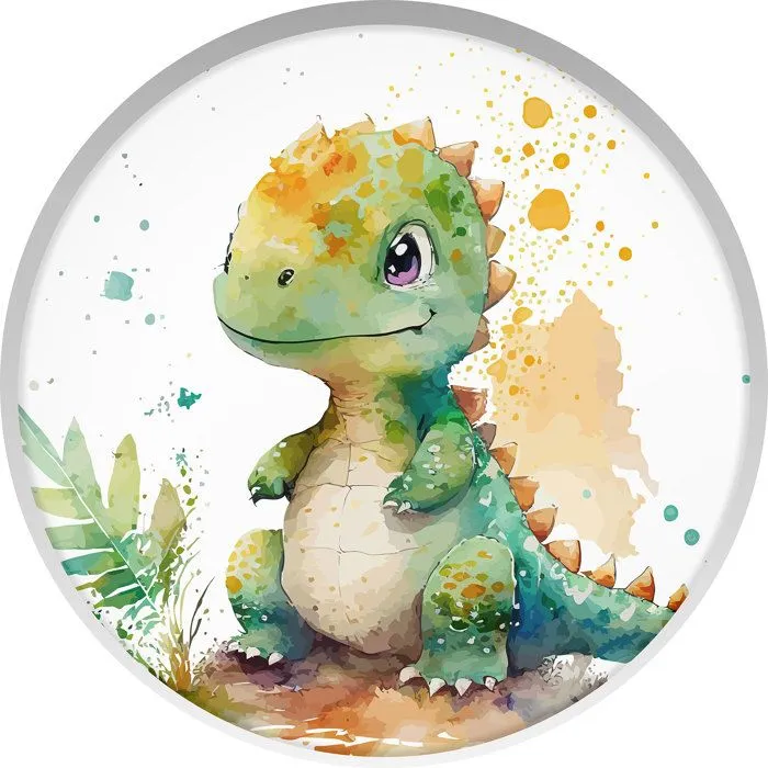 Stickers Trompe l'oeil Arche ronde Enfants - Bébé dinosaure 3617689712628 - Diamètre 130 cm-2