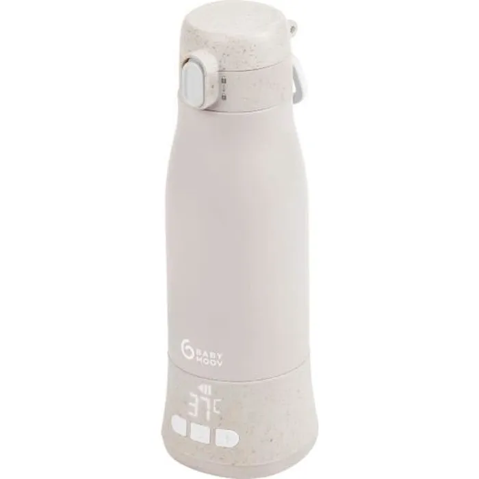 Chauffe-biberon nomade Moov & Feed - BABYMOOV - 340ml - minéral beige - Réglage température - Maintien chaud-0