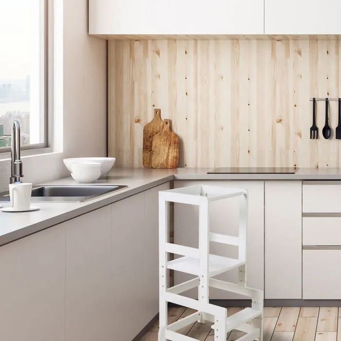 ROBA Tour d'Apprentissage - Escabeau Sûr pour Enfants - Idéal comme Aide de Cuisine - Supporte jusqu'à 80 kg - Blanc-5