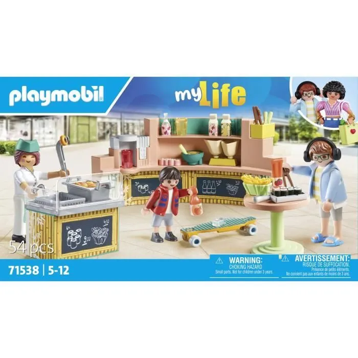 PLAYMOBIL 71538 Stand de restauration rapide, My Life, 54 pièces, Dès 5 ans-4