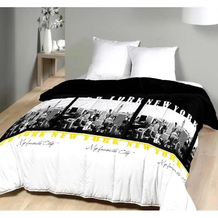 Couette légère New york / Non tissé blanc - 1 personne 140 x 200 - Spécial été - MORTREUX-0