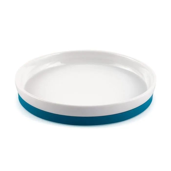 Assiette plate bébé en porcelaine, bleu-0