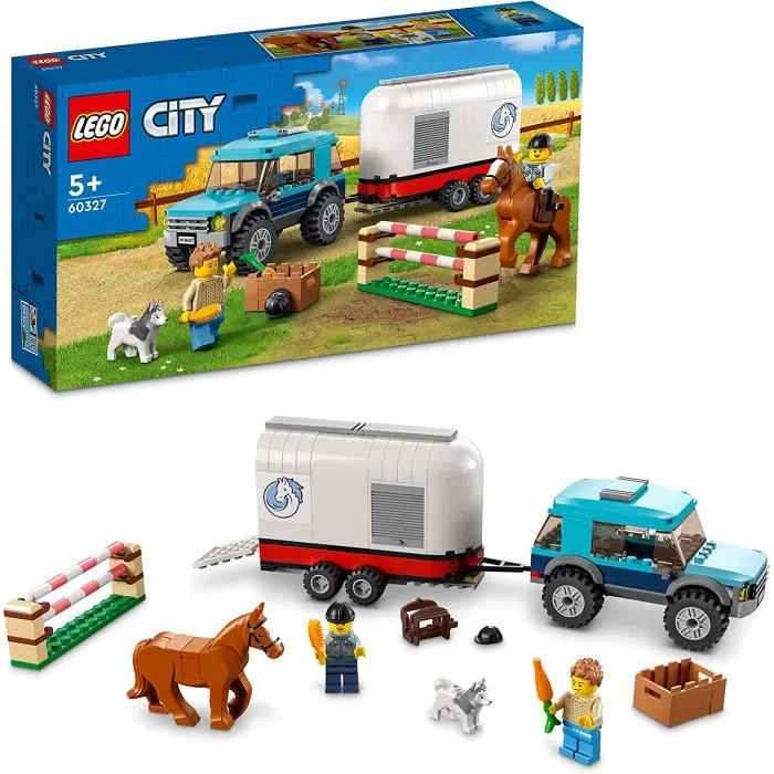 LEGO 60327 City Horse Transporter Ensemble de jeu equestre pour enfants, comprenant un SUV, des haies et 2 figurines, un chev-0