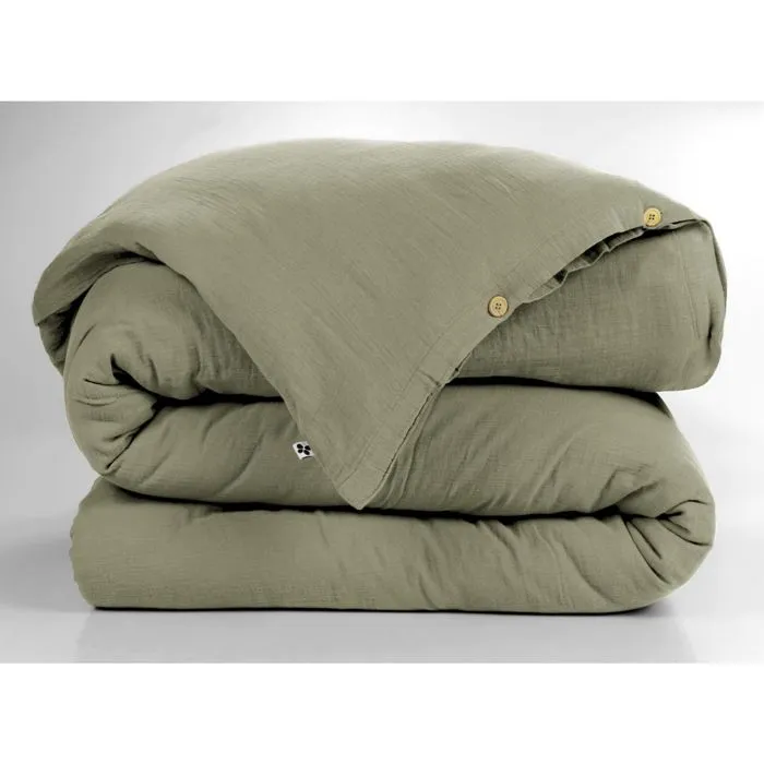 Pack gaze de coton parure de couette 220x240 cm + drap housse 140x190 + 2 taies 60x60 Romarin-4