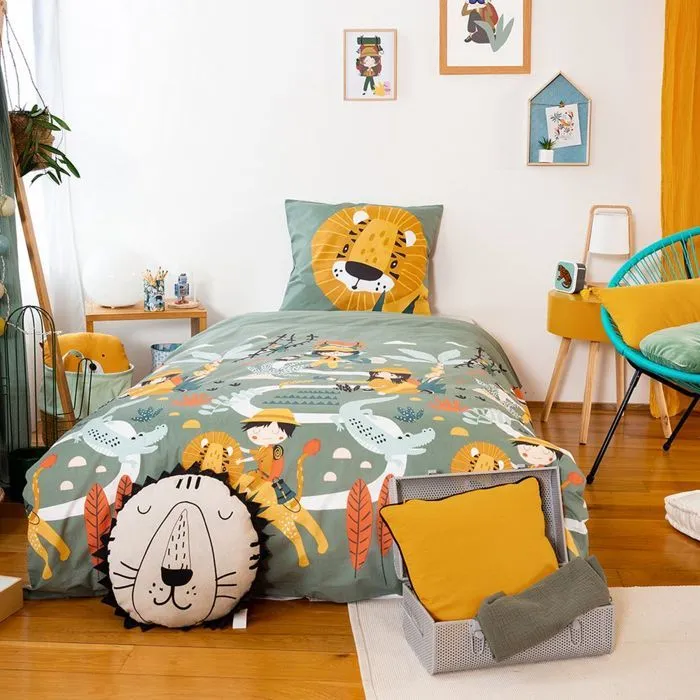 Parure de lit enfant 140x200cm réversible 100% coton adouci-0