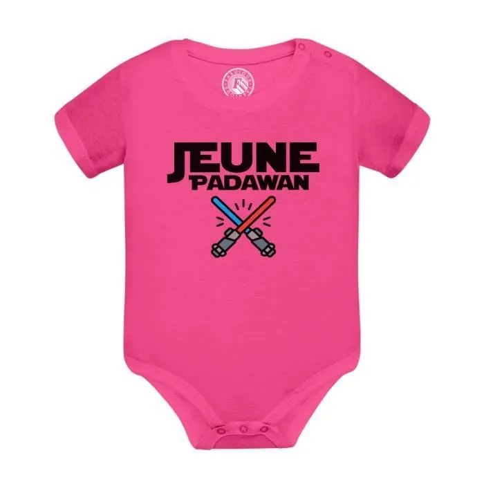 Body Bébé Manche Courte Rose Jeune Padawan Etoile Galaxy Chevalier-0