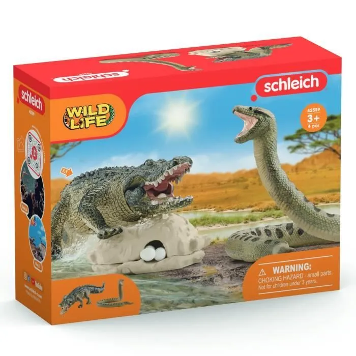 Coffret Duel Aligator/Anaconda, figurines animaux sauvages, Schleich 42559 Wild Life, Pour enfant dès 3 ans-5