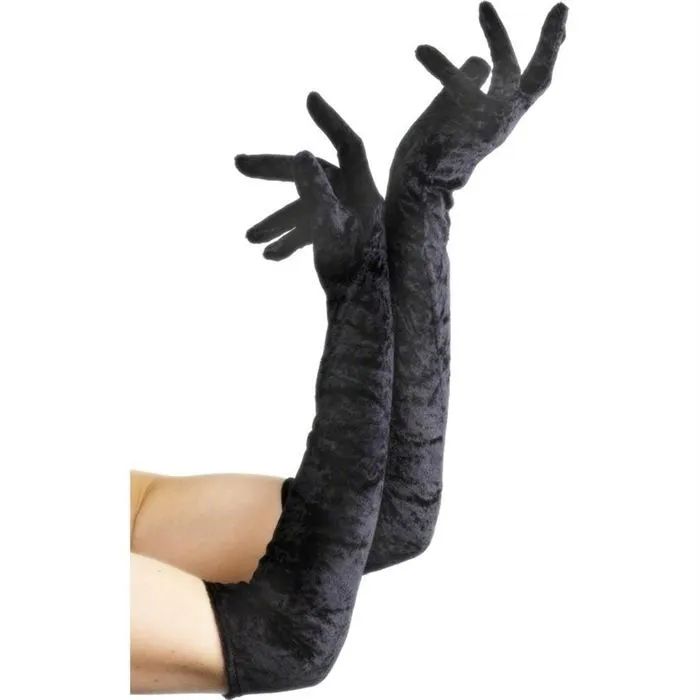 Gants longs en velours noirs - SMIFFY'S - années 20 - pour enfant fille - intérieur - à partir de 3 ans-0