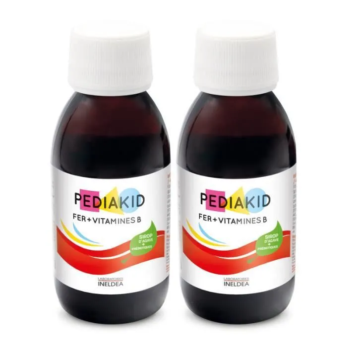 Lot de 2 PEDIAKID Fer + Vitamines B - Complément Alimentaire Enfant - Aide à lutter contre la fatigue - Gout Banane-0