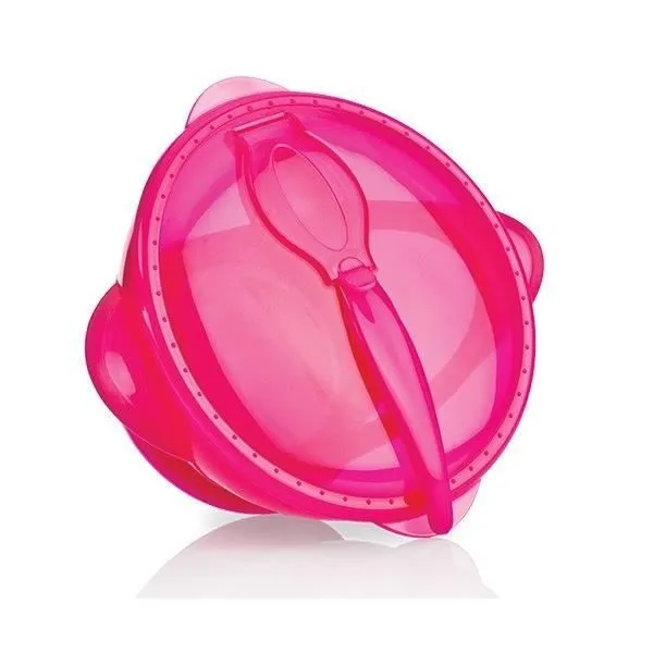 NUBY Bol ventouse avec cuillère - Rose - 6 mois +-0