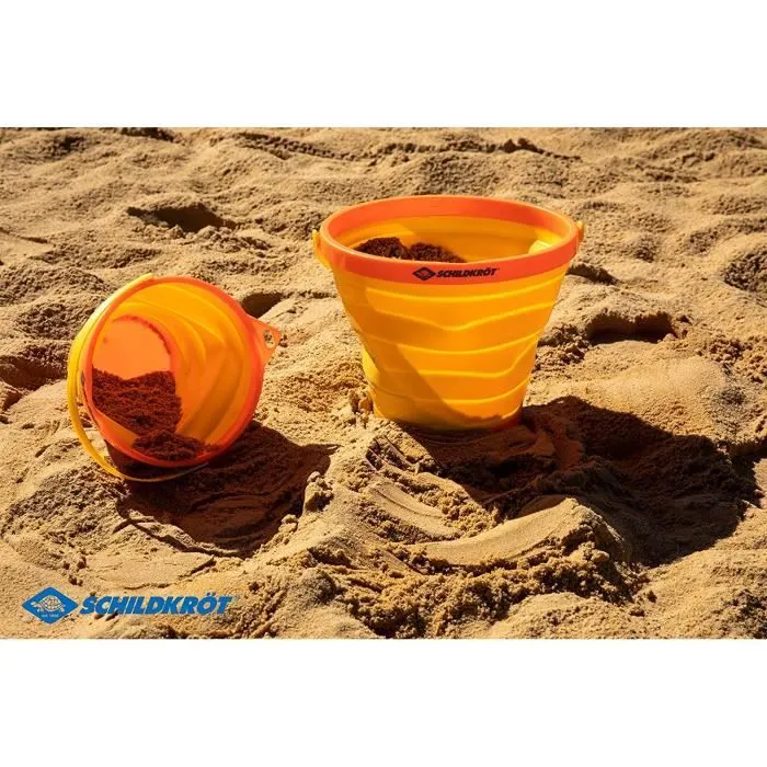 Seau de plage pliant Schildkröt-Funsports - Diamètre 20 cm - Volume de 2 litres - Orange et jaune-2