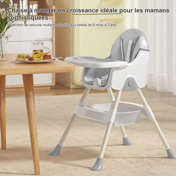 K IKIDO Chaise haute pour bébé  2 en 1 - K IKIDO - Évolutive - Pliable - Ajustable-De 6 mois à 3 ans(15KG) - gris-5