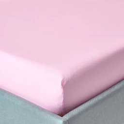 Drap-housse uni 90 x 190 cm 100% coton égyptien 200 fils coloris rose-0