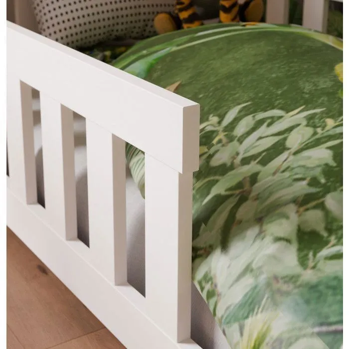 DUBI - Lit cabane pour enfant 80 x 160 cm blanc avec sommier et barrières-5