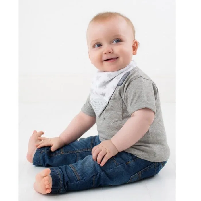Bavoir bandana avec embout de dentition STELLA 40 x 18 cm Blanc-1